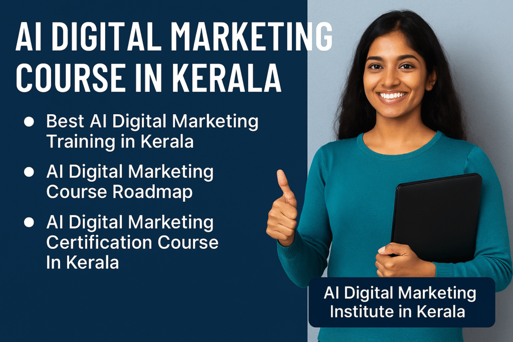 AI Digital Marketing Course in Kerala – Student learning online with laptop, professional training, certification, and placement support.