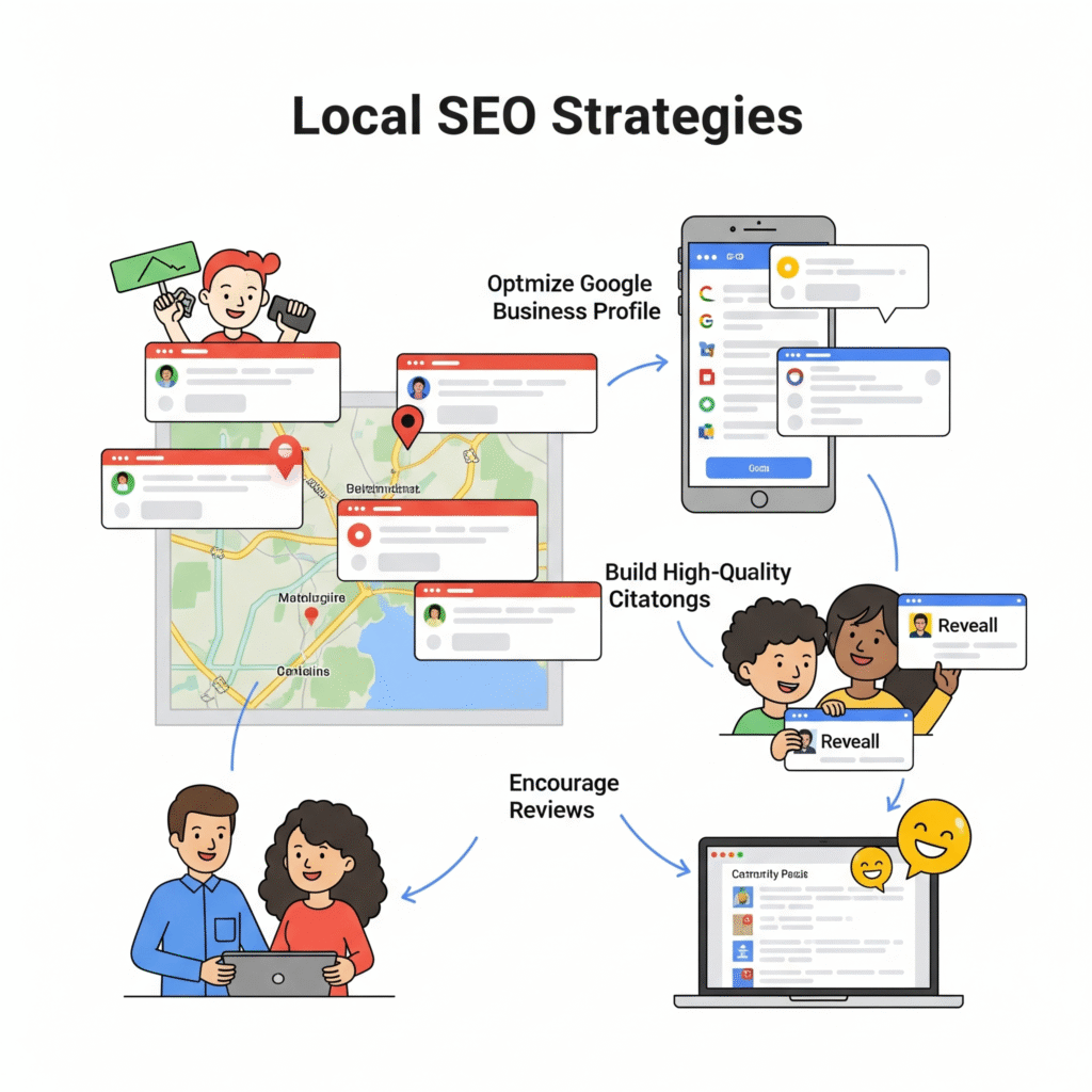 Learn how to improve your website's visibility in local search results with Local SEO strategies. Step-by-step tips for Google ranking, maps & traffic